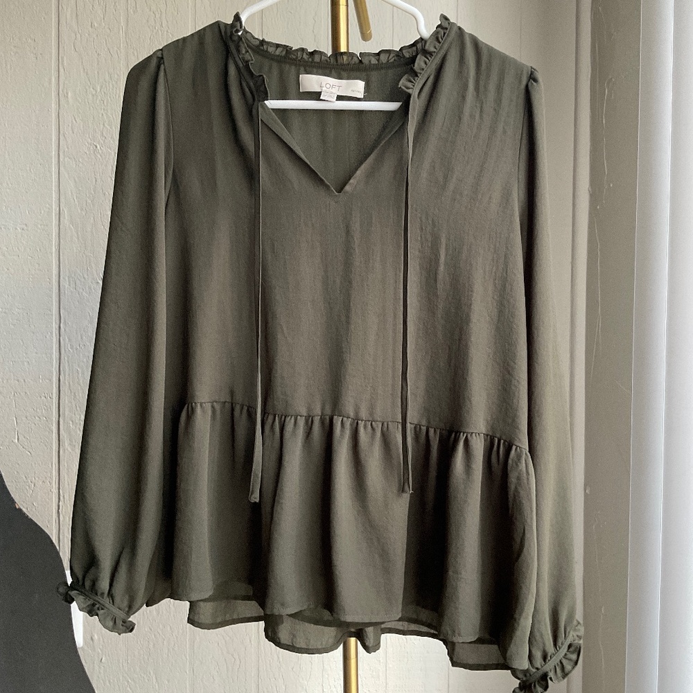 LOFT Dark Green Blouse